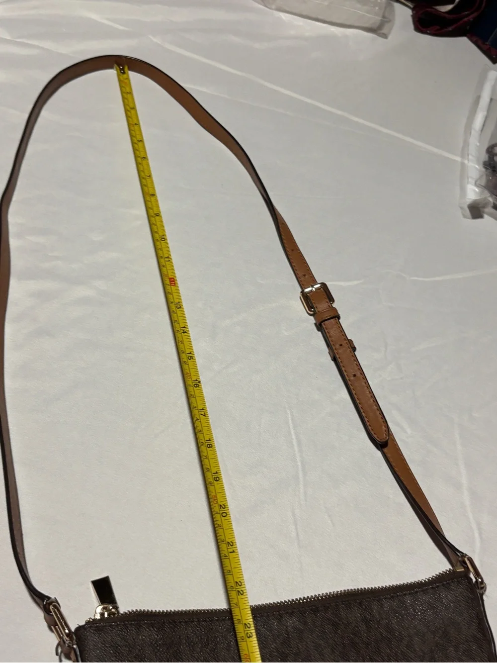 Michael Kors Jet Set Brown Signature Logo Crossbody Bag Double Zip Shoulder Bag
